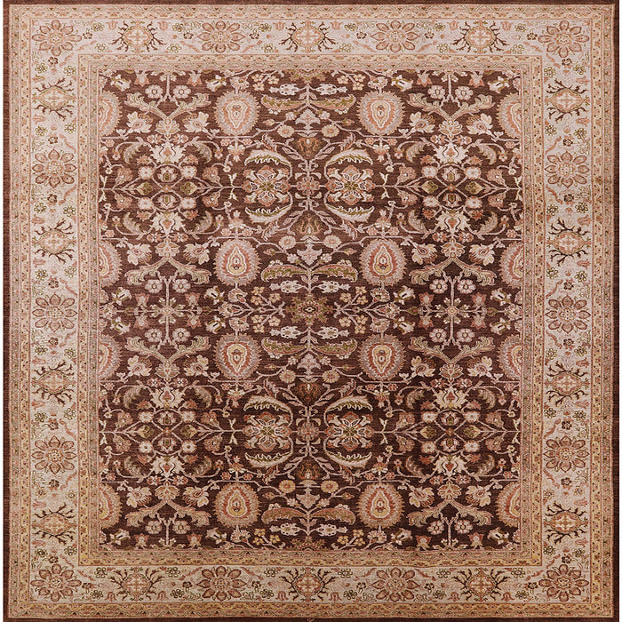 Square Machine Washable Industrial Modern Dark Sienna Brown Rug, wshurb616