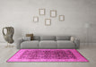 Machine Washable Oriental Pink Traditional Rug in a Living Room, wshurb616pnk