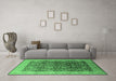 Machine Washable Oriental Emerald Green Traditional Area Rugs in a Living Room,, wshurb616emgrn