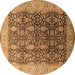 Round Oriental Brown Traditional Rug, urb616brn