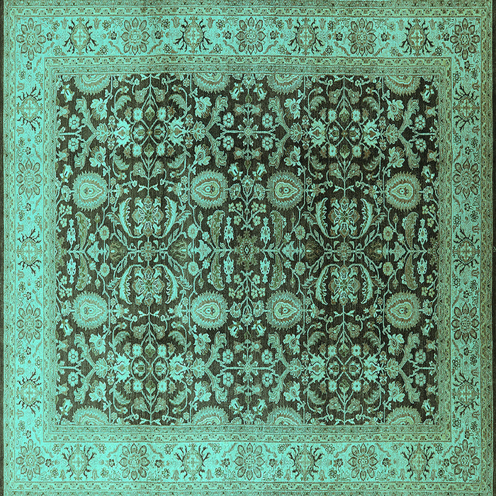 Square Oriental Turquoise Traditional Rug, urb616turq