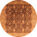 Round Oriental Orange Traditional Rug, urb616org