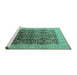 Sideview of Machine Washable Oriental Turquoise Traditional Area Rugs, wshurb616turq