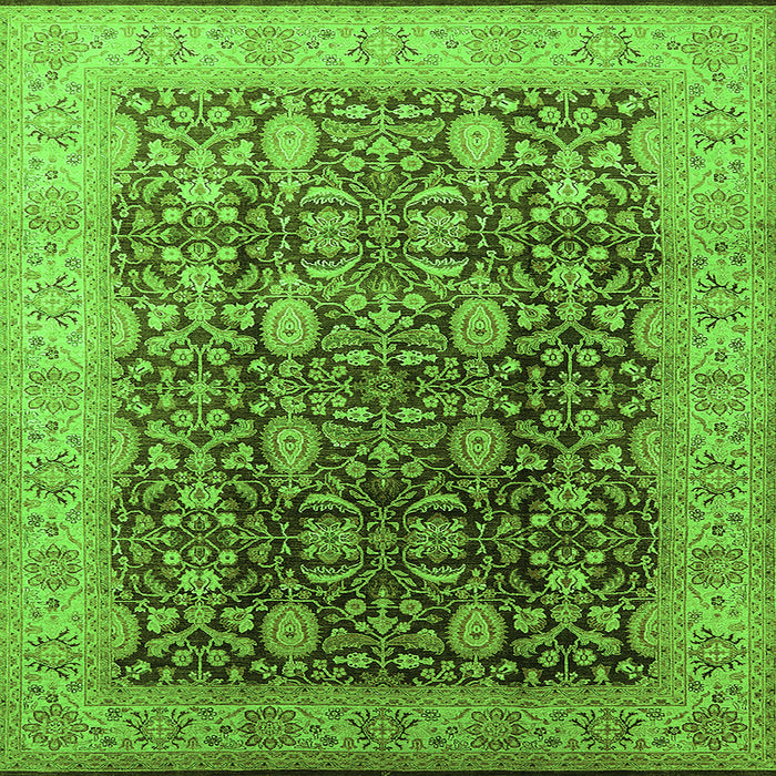 Square Oriental Green Traditional Rug, urb616grn