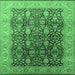 Square Machine Washable Oriental Emerald Green Traditional Area Rugs, wshurb616emgrn