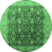 Round Oriental Emerald Green Traditional Rug, urb616emgrn