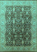 Machine Washable Oriental Turquoise Traditional Area Rugs, wshurb616turq