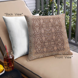 Front View of Mid-Century Modern Urban Square Dark Sienna Brown Throw Pillow, 18 inch by 18 inch, pwurb616