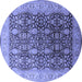 Round Machine Washable Oriental Blue Traditional Rug, wshurb616blu