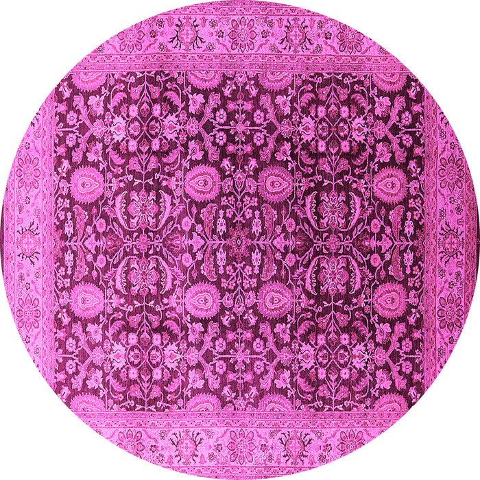 Round Oriental Pink Traditional Rug, urb616pnk