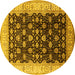 Round Oriental Yellow Traditional Rug, urb617yw