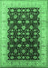 Machine Washable Oriental Emerald Green Traditional Area Rugs, wshurb617emgrn