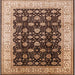Square Mid-Century Modern Red Brown Oriental Rug, urb617