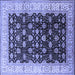 Square Machine Washable Oriental Blue Traditional Rug, wshurb617blu