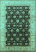 Machine Washable Oriental Turquoise Traditional Area Rugs, wshurb617turq