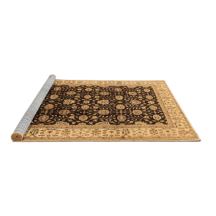 Sideview of Machine Washable Oriental Brown Traditional Rug, wshurb617brn