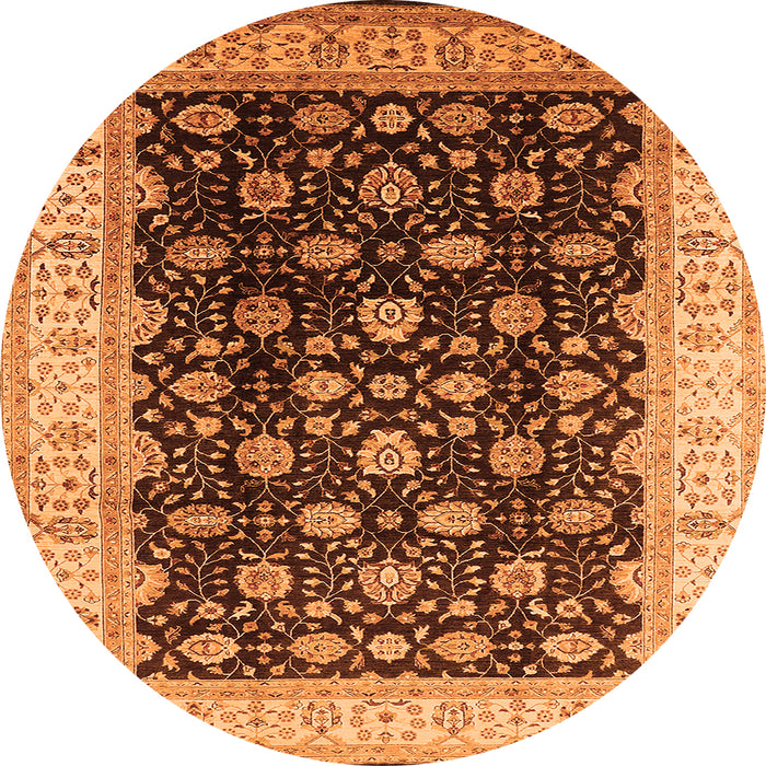 Round Machine Washable Oriental Orange Traditional Area Rugs, wshurb617org