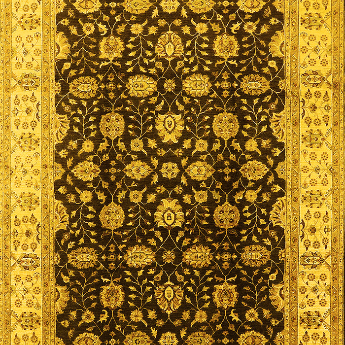 Machine Washable Oriental Yellow Traditional Rug, wshurb617yw
