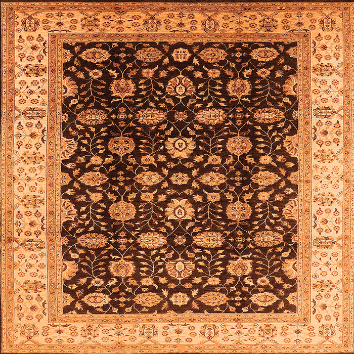 Square Machine Washable Oriental Orange Traditional Area Rugs, wshurb617org