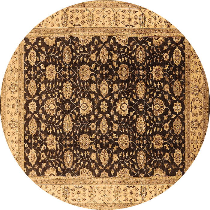 Round Oriental Brown Traditional Rug, urb617brn