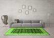 Machine Washable Oriental Green Traditional Area Rugs in a Living Room,, wshurb617grn