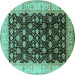 Round Oriental Turquoise Traditional Rug, urb617turq