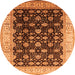 Round Oriental Orange Traditional Rug, urb617org