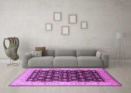 Machine Washable Oriental Purple Traditional Area Rugs in a Living Room, wshurb617pur