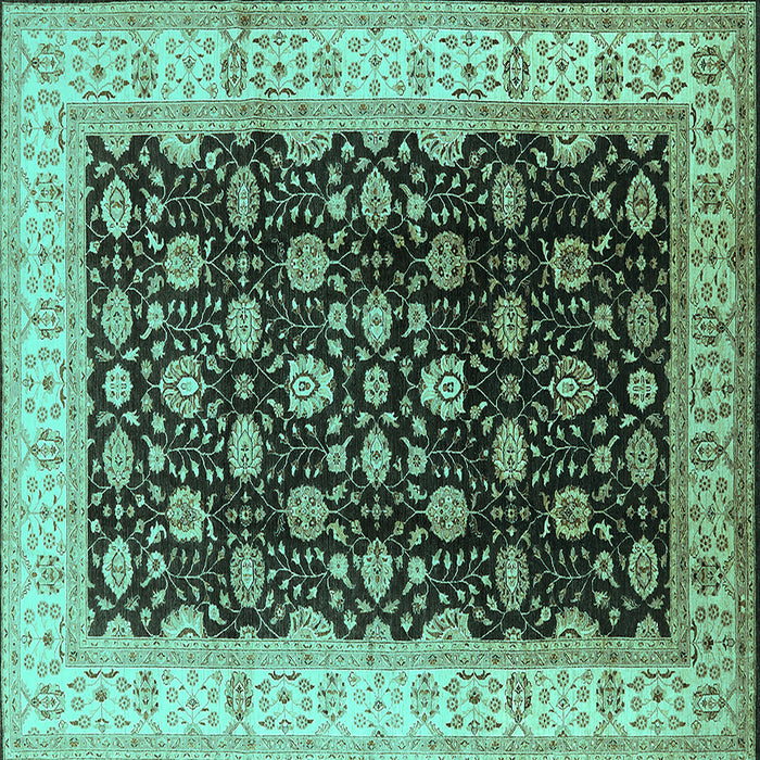 Square Oriental Turquoise Traditional Rug, urb617turq