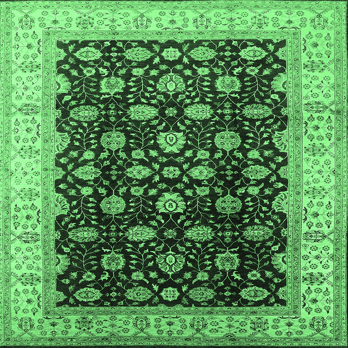 Square Machine Washable Oriental Emerald Green Traditional Area Rugs, wshurb617emgrn