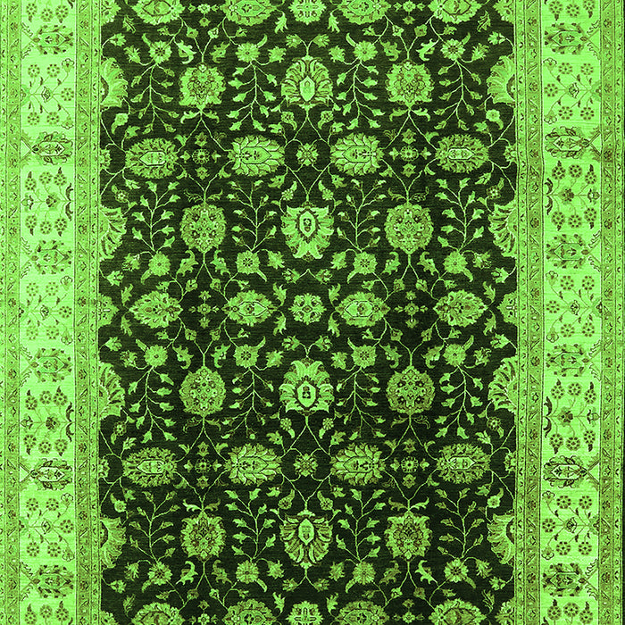 Machine Washable Oriental Green Traditional Area Rugs, wshurb617grn