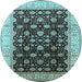 Round Oriental Light Blue Traditional Rug, urb617lblu