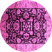 Round Oriental Pink Traditional Rug, urb618pnk