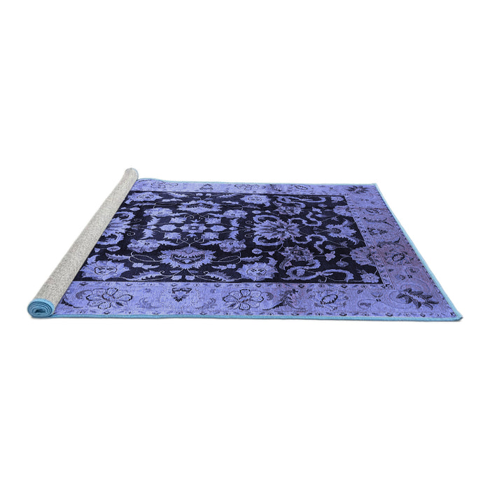 Sideview of Machine Washable Oriental Blue Traditional Rug, wshurb618blu