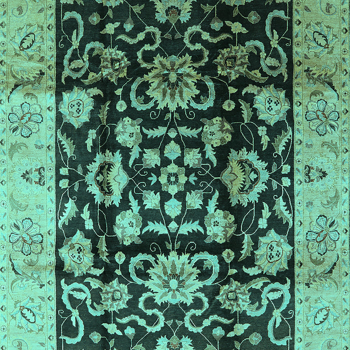 Machine Washable Oriental Turquoise Traditional Area Rugs, wshurb618turq