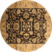 Round Oriental Brown Traditional Rug, urb618brn