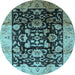 Round Oriental Light Blue Traditional Rug, urb618lblu