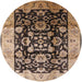 Round Mid-Century Modern Bakers Brown Oriental Rug, urb618