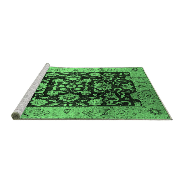 Sideview of Machine Washable Oriental Emerald Green Traditional Area Rugs, wshurb618emgrn