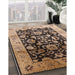 Mid-Century Modern Bakers Brown Oriental Rug in Family Room, urb618