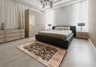 Mid-Century Modern Bakers Brown Oriental Rug in a Bedroom, urb618