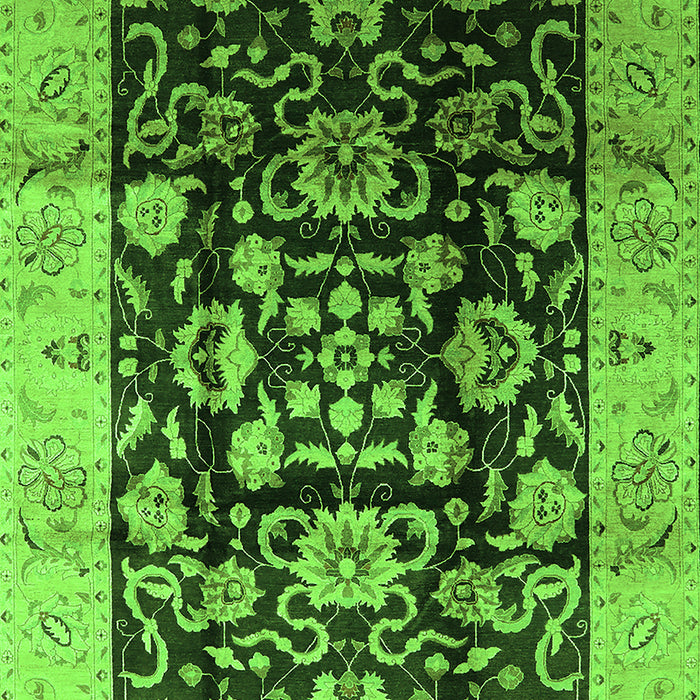 Machine Washable Oriental Green Traditional Area Rugs, wshurb618grn