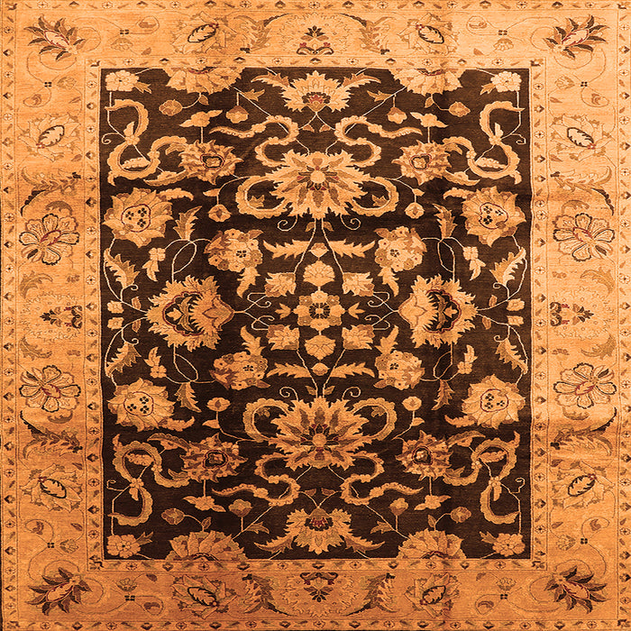 Square Machine Washable Oriental Orange Traditional Area Rugs, wshurb618org
