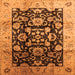 Square Machine Washable Oriental Orange Traditional Area Rugs, wshurb618org