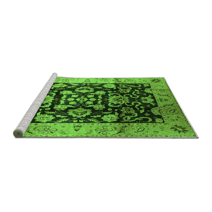 Sideview of Machine Washable Oriental Green Traditional Area Rugs, wshurb618grn