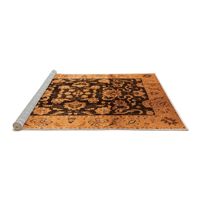 Sideview of Machine Washable Oriental Orange Traditional Area Rugs, wshurb618org