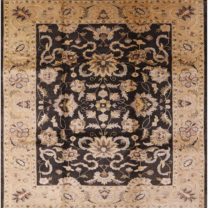 Square Mid-Century Modern Bakers Brown Oriental Rug, urb618