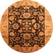 Round Machine Washable Oriental Orange Traditional Area Rugs, wshurb618org