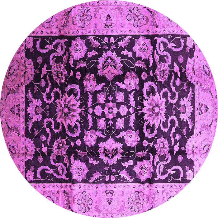 Round Oriental Purple Traditional Rug, urb618pur