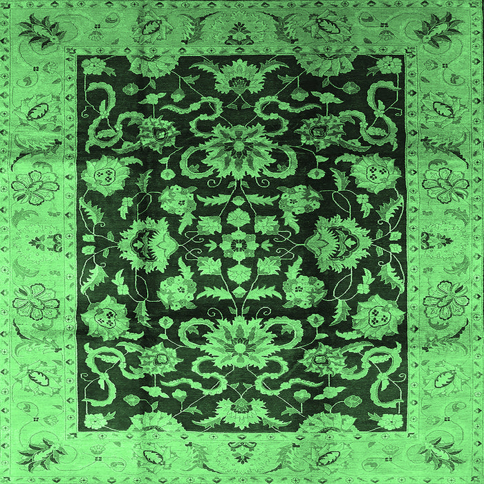 Square Oriental Emerald Green Traditional Rug, urb618emgrn
